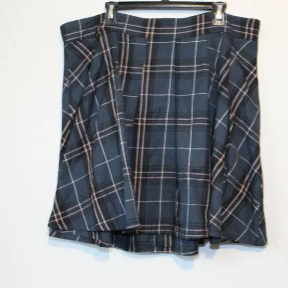 Torrid Navy Plaid Twill Pleated Mini Skirt Stretch Grunge Plus Size 2 2X H12881 - Picture 2 of 11